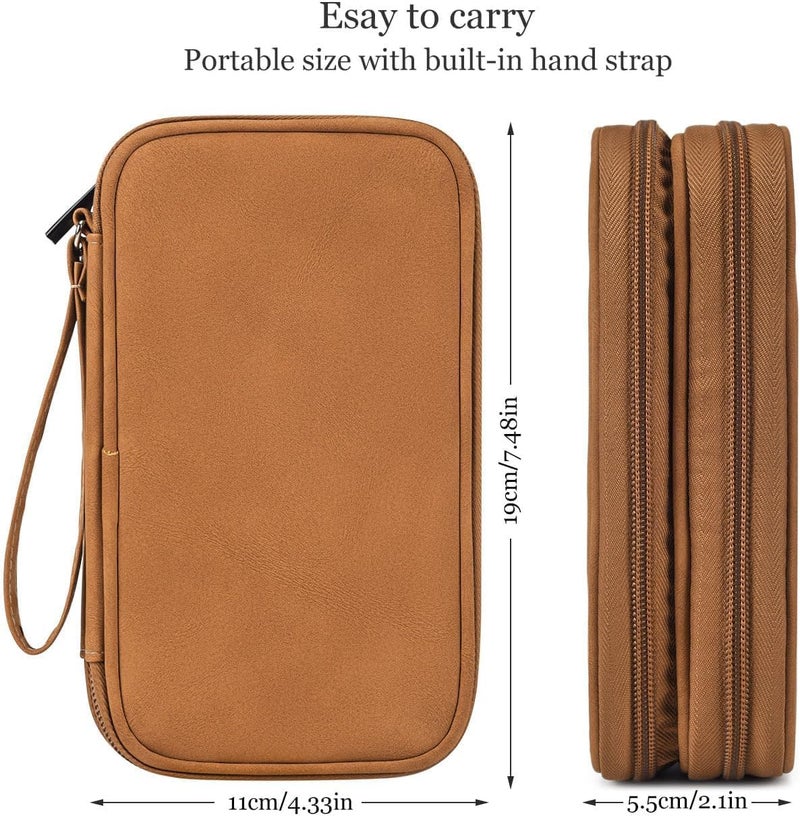 CAOODKDK Electronic Organizer Travel Cable Accessories Case, Electronic Organizer Bag, Waterproof Electronic Accessories Organizer Case for Power Bank, Charging Cords, Chargers, Earphone, USB Cable - Brown - Image 2